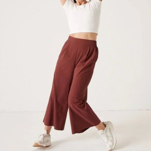 Athleta Brooklyn Wide Leg Crop Pant - Cognac Brown